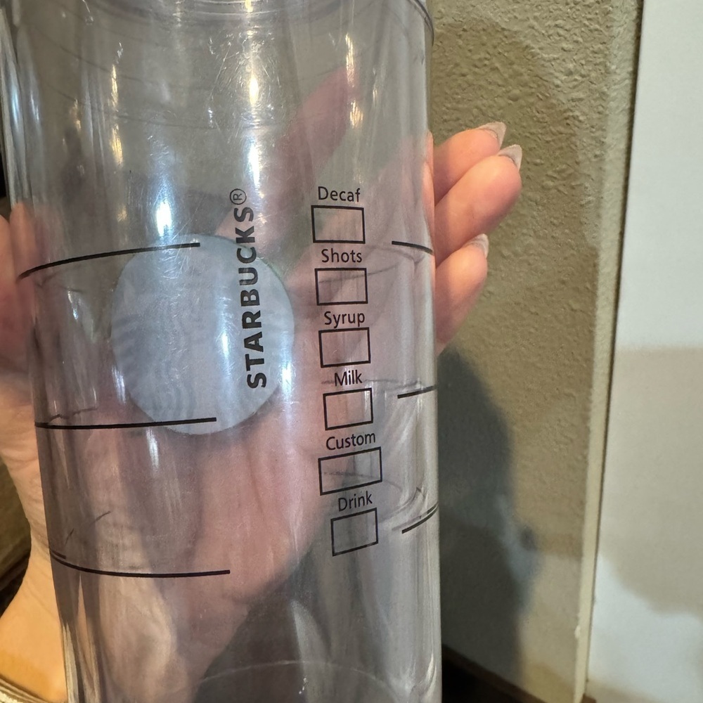 Starbucks Clear Tumbler with Lime Green Lid and Silver Dome - Picture 2 of 2